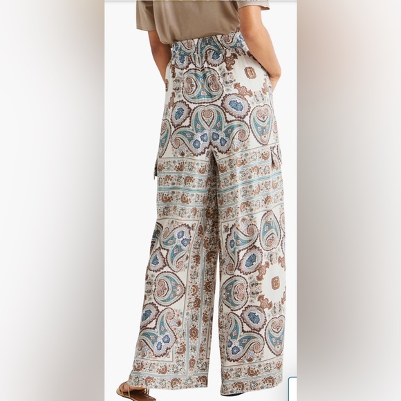 Splendid Venice Paisley Wide-Leg Pants in Cream, Blue and Brown - Picture 3 of 9